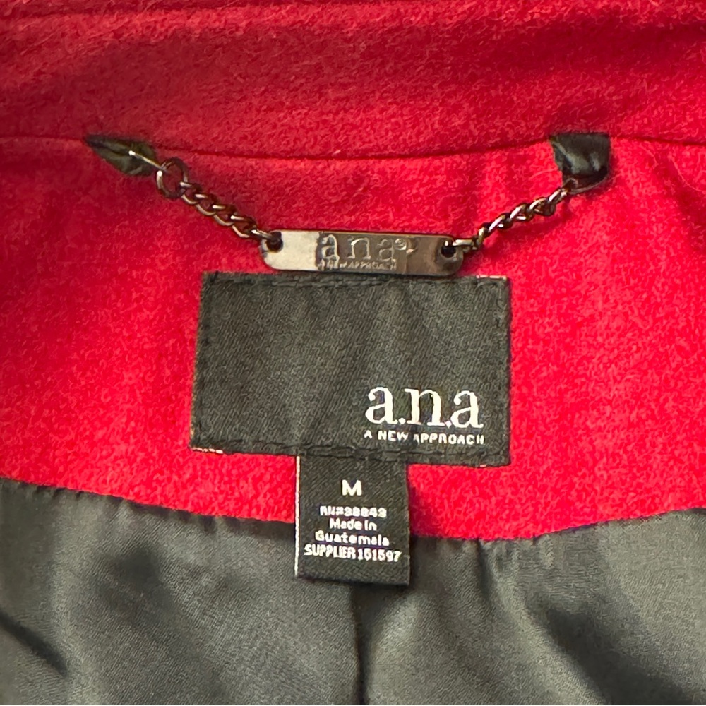 ANA Wool Red Double Breasted Jacket Coat Sz Medium - Picture 9 of 16